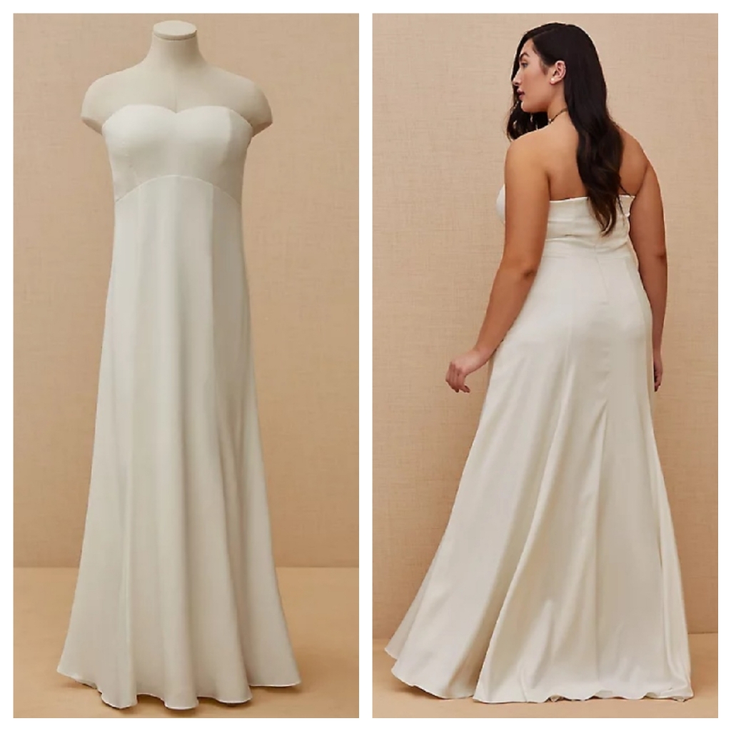 Ivory Satin Strapless Wedding Dress